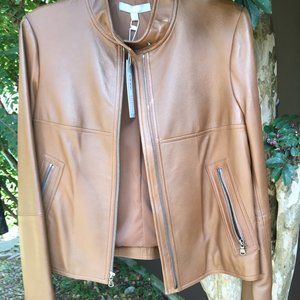 Antonio Melani chestnut brown leather jacket size small